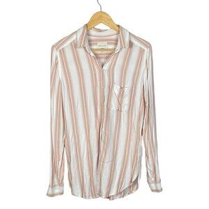 AMERICAN Eagle Womens Boyfriend Fit Neutral Striped Button Down Shirt Size Small